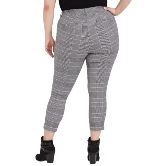 Torrid Modern Millennium Stretch Ankle Pant Black In Plaid Houndstooth Pants - Picture 5 of 10